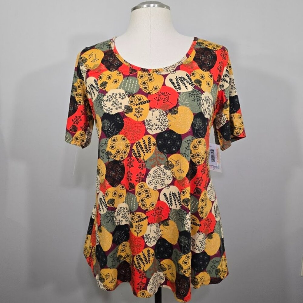 LuLaRoe Perfect T-Shirt Size Large Swing Top Botanical Print Tunic